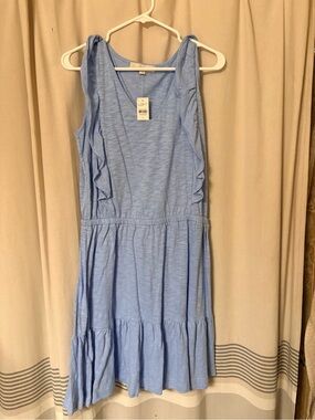 LOFT NWT Sky Blue Ruffle Midi Dress
